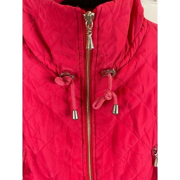 ALORNA Vintage red padded shoulder pads full zipper belted jacket coat 2X-3X - Picture 2 of 9